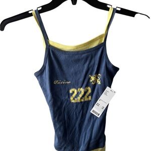 Nico Double Layer BDG Navy and Yellow Graphic Camisole